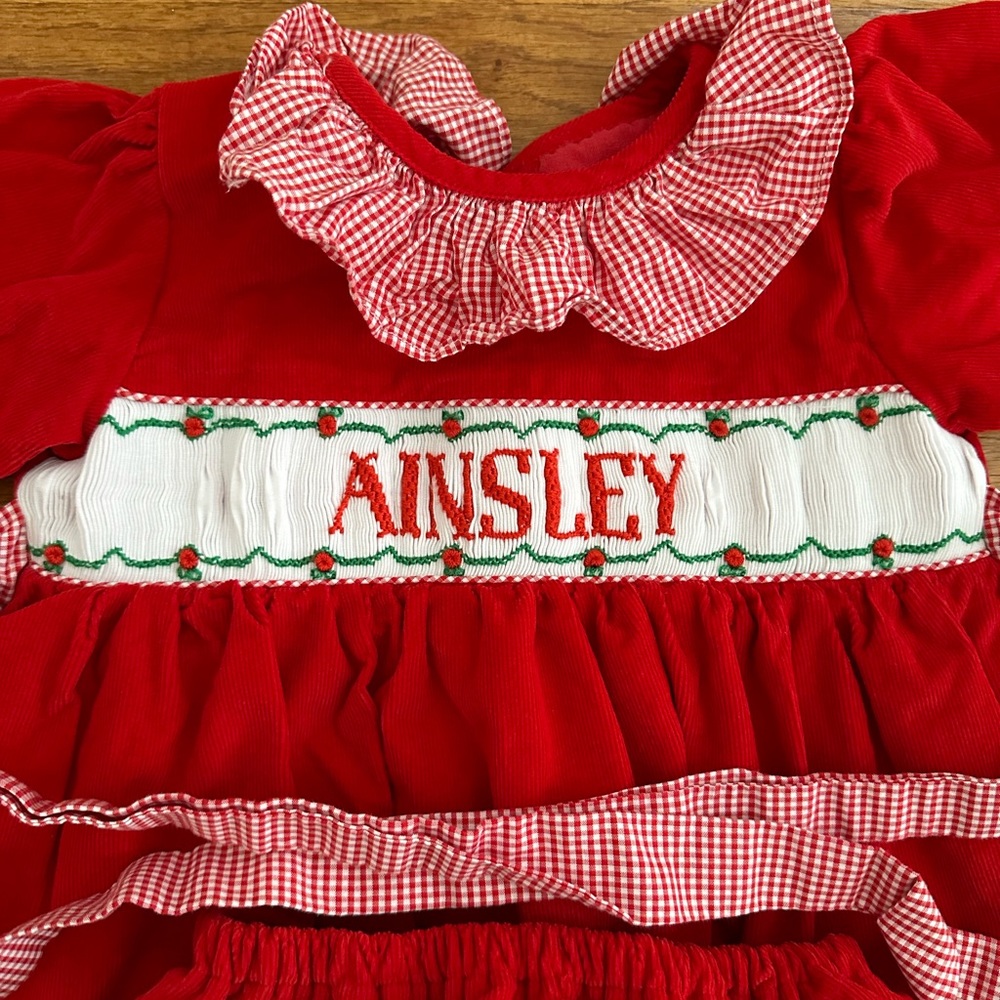 “Ainsley” Monogrammed Cecil & Lou Diaper Set Valentine’s Christmas: 18 Months